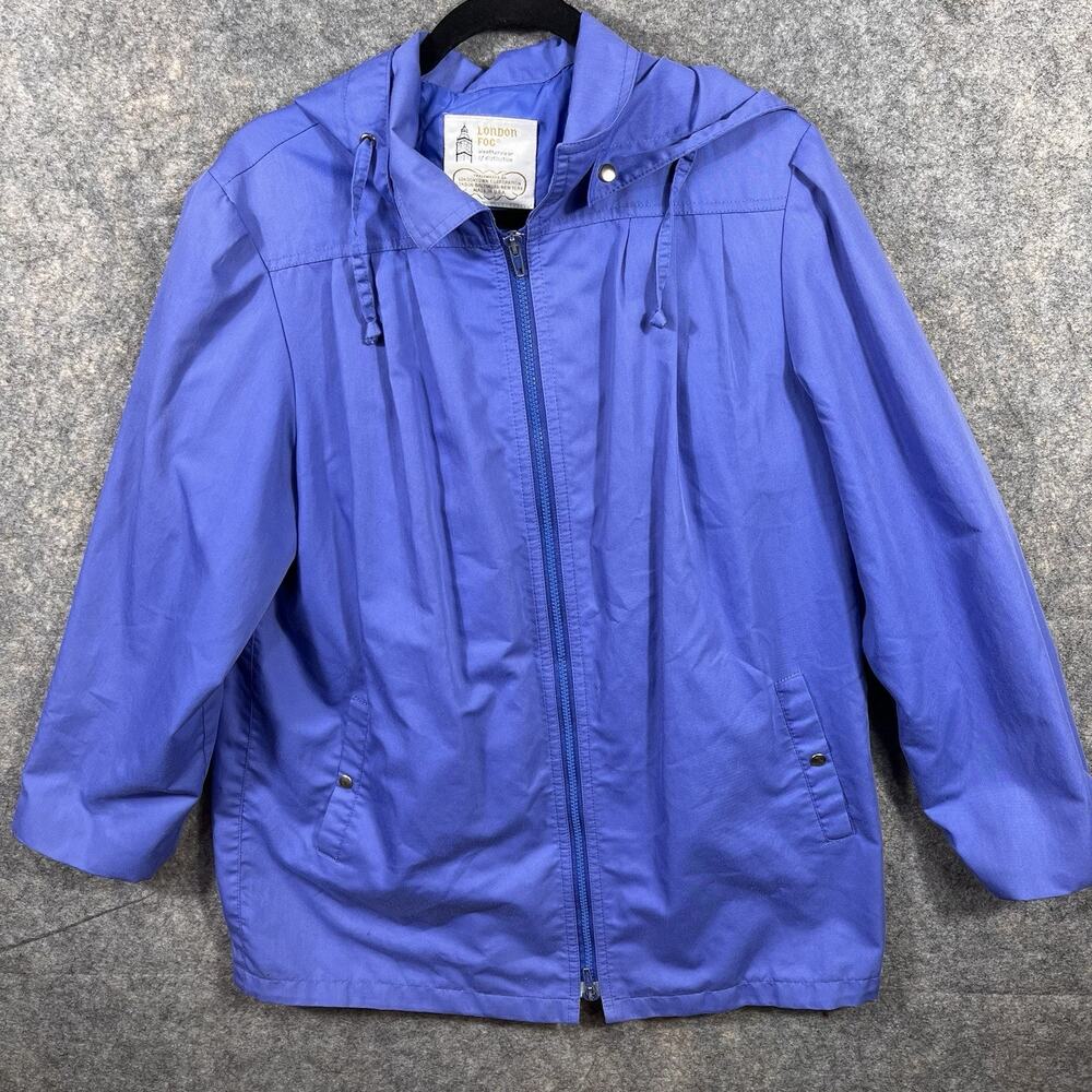 Womens Vtg Rare London Fog Sport Aqua Blue Full Zip Up Jacket Size 14R